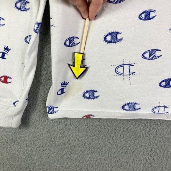 Champion Pajama Shirt‎ Allover Print Mens Sleep Sleepwear Graphic Lounge White M - Picture 7 of 12